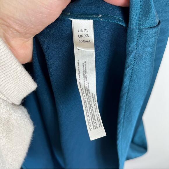 Daily Practice Anthropologie Slip Dress Satin Midi Boho Coastal Beach Teal XS - Picture 8 of 11